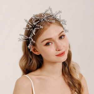 Handgemachtes Gewebtes Kristall Blume Stirnband Elegant Braut Hochzeit Haarschmuck Lila Strass Blumen Haarreif Für Damen