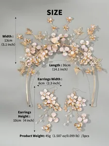 Spécifications de taille pour le bandeau de mariée vintage et le lot de boucles