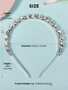 Tableau des tailles avec diamètre 12,5 cm et hauteur 14 cm pour serre-tête en cristal