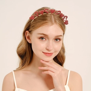 Heart Rhinestone Headband Elegant Alloy Hair Band For Women Valentine's Day Birthday Wedding Party Hair Accessories
