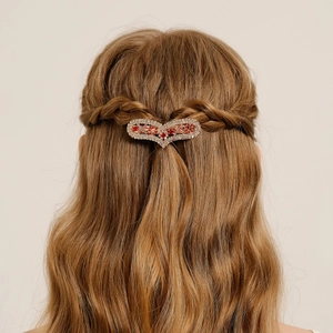 Luxury Alloy Rhinestone Heart XOXO LOVE Hair Clip Elegant Gold Silver Crystal Spring Clip For Women Birthday Party Gift