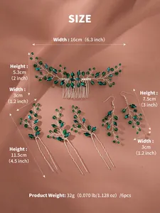 Spécifications de taille pour l'ensemble d'accessoires cheveux et boucles de mariée