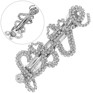 Sparkling silver rhinestone LOVE letter hair clip with a secure metal spring clasp