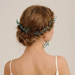 Accessoires de Cheveux de Mariée Faits à la Main en Cristal Strass Fil de Cuivre Peigne à Cheveux Épingles et Boucles d'Oreilles pour Mariage Fête Femme