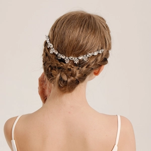 Peigne à Cheveux Mariée en Argent avec Strass et Feuilles Bijou de Tête Cristal pour Femmes Accessoire de Fête Banquet