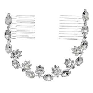 Serre-tête de mariée exquis avec cristaux et double peigne pour mariages et fêtes