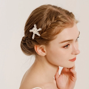 Peigne à Cheveux Mariée Étoile de Mer Fait à la Main Künstliche Perle d'Imitation Blanche Cristal Acrylique Transparent Alliage d'Argent Accessoires de Coiffure de Mariage Femme