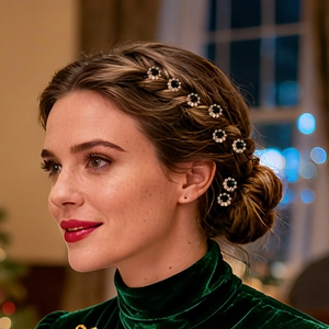 Détails de l'ensemble d'épingles à cheveux de mariée avec cristaux verts et strass