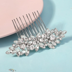 Elegant bridal hair comb with marquise crystals and rhinestones for wedding hairstyles