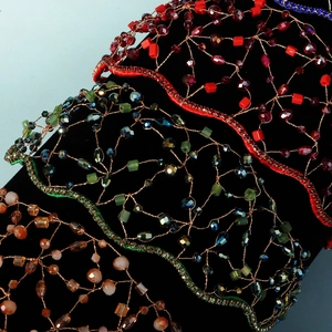 Handmade crystal beaded headbands in red, green, gold and blue for wedding parties