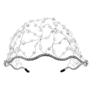 Handmade silver crystal grid headband with rhinestones for elegant bridal wedding hair