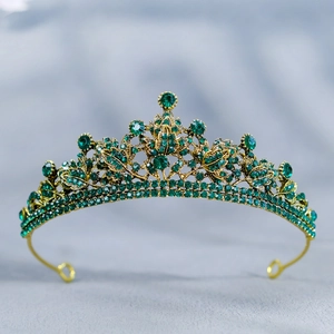 Corona da Sposa in Lega con Strass Barocca Vintage di Lusso Tiara Cava Galvanica Copricapo per Gioielli da Donna per Festa di Compleanno di Matrimonio