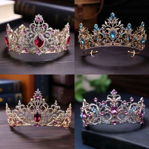 Couronnes de mariée de luxe aux motifs vintage évidés avec pierres et cristaux