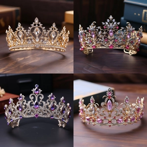 Baroque Luxe Strass Couronne de Mariée Diadème Royal pour Mariage Fête Concours Style Palais Alliage Bijoux de Cheveux