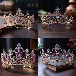 Détails de couronnes de mariée luxueuses avec pierres précieuses et métal travaillé