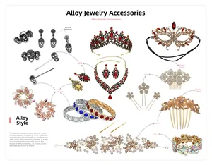 Vue détaillée de la collection de bijoux de mariée avec strass rouges et pierres œil de chat