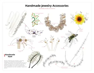 Détails d'accessoires de coiffure de mariée faits main avec cristaux, perles et fils de cuivre