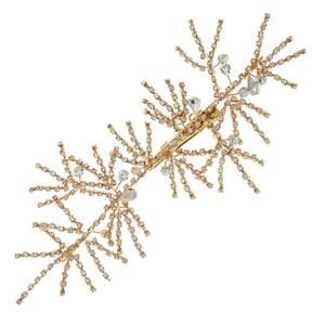 Luxurious warm gold bridal hair clip with sparkling rhinestones in a branch shape design