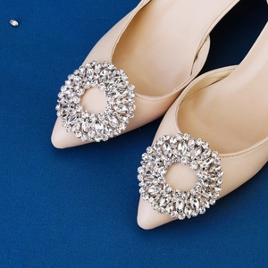 Removable Alloy Rhinestone Flower Shoe Buckles Elegant Silver Wedding High Heel Clips Bridal Footwear Decoration Accessories