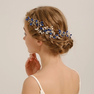 Peigne À Cheveux Mariée Feuilles Strass Bleu Élégant Et Épingles À Cheveux Künstliche Perle Coiffe Mariage Accessoires Cheveux Faits Main Pour Femmes