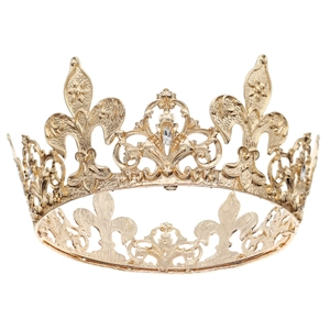 Luxury gold alloy rhinestone tiara crown for beauty pageants and vintage party events