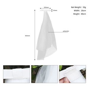 Voile de mariée court blanc avec peigne et nœud en maille de polyester premium