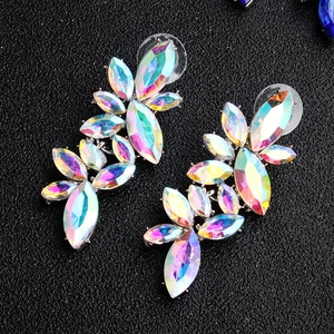Colorful marquise-cut crystal butterfly drop earrings for bridal and party wear