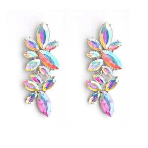 Elegant multi-color AB crystal butterfly drop earrings for bridal and formal parties