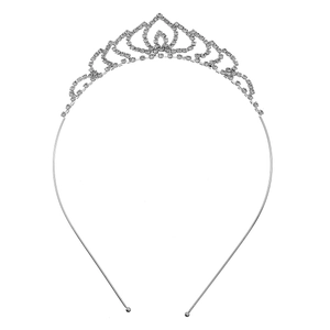 Elegant silver rhinestone crown headband with heart motifs for weddings and parties