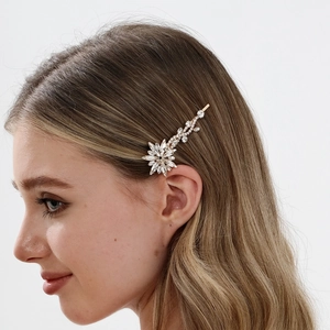 Luxury Alloy Rhinestone Flower Hair Clip For Women Gold Color Snowflake Star Hair Pin For Wedding Daily Party Accessory