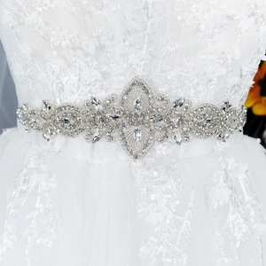 Lussuosa Cintura da Sposa con Strass Argento per Sposa Floreale Cristallo Fascia da Sposa con Nastro di Raso Bianco Accessori da Donna
