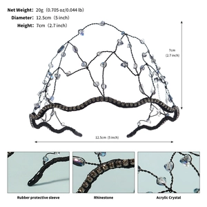 Detailed size specifications and weight for the bridal rhinestone woven headband