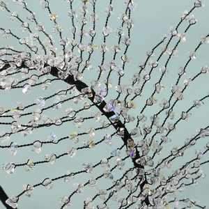 Handmade crystal beaded headband with iridescent tassels for parties and festive events