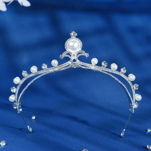 Vintage Alloy Rhinestone Faux Artificial Pearl Crown Tiara For Women Wedding Party Luxury Bridal Hair Accessories Photography Headpiece
