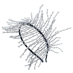 Exaggerated handmade crystal fringe headband for women with sparkling beads on white background