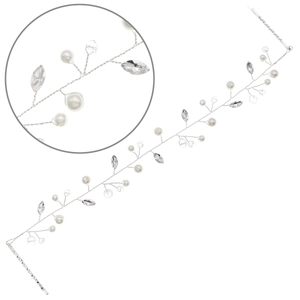 Vigne de cheveux de mariée avec cristaux et perles sur fil d'argent pour coiffures de mariage