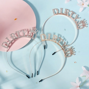 Rhinestone Letter Birthday Girl Headband Alloy Tiara Crown For Women Party Celebration Hair Accessories Fashion Jewelry Gift