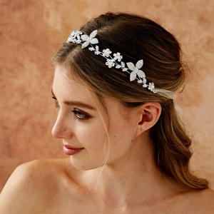 Elegante Vite per Capelli da Sposa Argento Zirconia Fiore Foglia Farfalla Cerchietto per Matrimonio Gioielli Donna