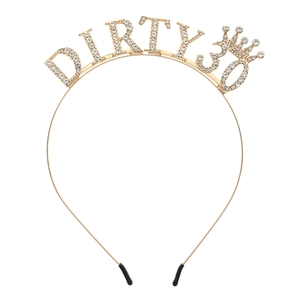 Golden Dirty 30 birthday tiara headband with rhinestones and crown for party decor