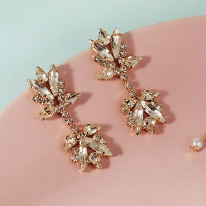 Boucles d'oreilles pendantes en cristal doré pour mariages et soirées de gala