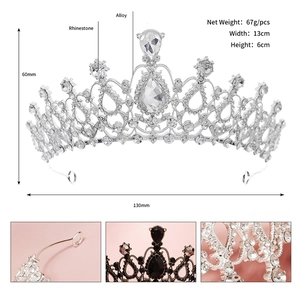 Detailed view of silver bridal crown dimensions with 13cm width and 6cm height measurements