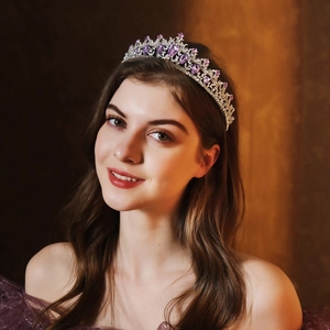 Vintage Baroque Alloy Rhinestone Bridal Crown Tiara For Wedding Party Elegant Banquet Women Hair Accessories