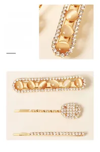 Détails de barrettes à cheveux en opale avec plaquage doré et strass étincelants