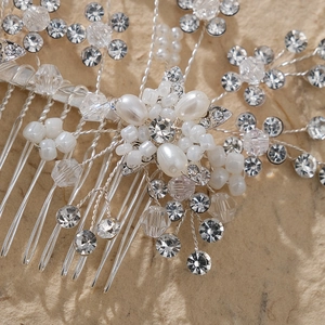 Elegant bridal hair comb with pearls and crystals for weddings and formal events