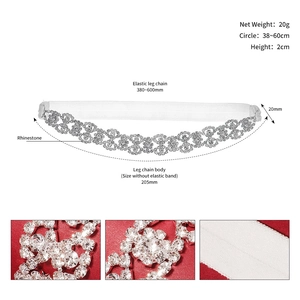 Detail view of sparkling bridal garter showing 2cm width and adjustable elastic strap