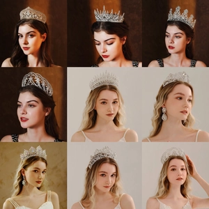 Luxurious Alloy Rhinestone Bridal Tiara Crown With Artificial Pearl Accents For Wedding Birthday Party Princess Hair Accessories