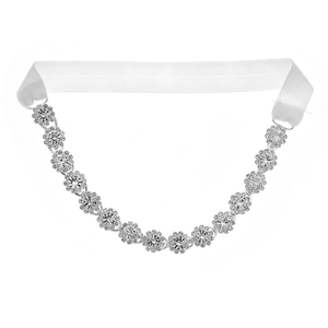 Elegant bridal garter with sparkling rhinestone sunflower patterns on white elastic band