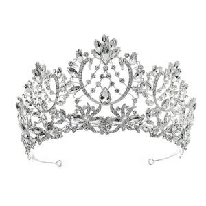 Elegant silver alloy bridal tiara with sparkling rhinestones for wedding and party
