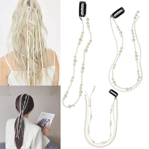 Élégante Chaîne de Cheveux en Künstliche Perles d'Imitation Blanches avec Gland et Clip BB en Métal pour Femmes Accessoires de Coiffure