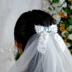 Pince à Cheveux Nœud en Satin Élégante Avec Strass Fausse Künstliche Perle Décoration Style Français Doux Accessoire Cheveux Pour Mariage